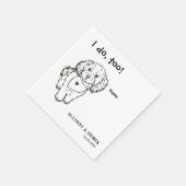 白黒ミニマリストドッグポートレート結婚ズ スタンダードカクテルナプキン (角)