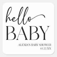 白黒ミニマリストハローベビーベビーシャワー