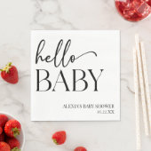 白黒ミニマリストハローベビーベビーシャワー スタンダードランチョンナプキン (インサイチュ)