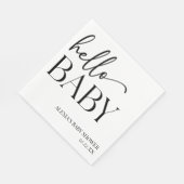 白黒ミニマリストハローベビーベビーシャワー スタンダードランチョンナプキン (角)