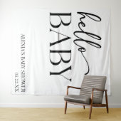 白黒ミニマリストハローベビーベビーシャワー タペストリー (インサイチュ(横))