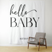 白黒ミニマリストハローベビーベビーシャワー タペストリー (インサイチュ)