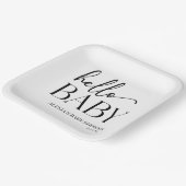 白黒ミニマリストハローベビーベビーシャワー ペーパープレート (傾斜あり)