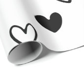 白黒ミニマリストバレンタインデー ラッピングペーパー (ロールコーナー)