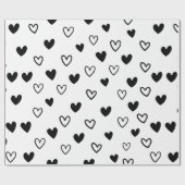 白黒ミニマリストバレンタインデー ラッピングペーパー (フラット)