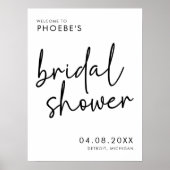 白黒ミニマリストブライダルシャワーへようこそ ポスター (正面)