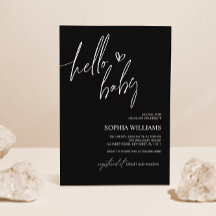 白黒ミニマリストベビーシャワー招待状