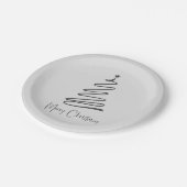 白黒ミニマリストメリークリスマスパーティー ペーパープレート (アングル)