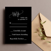 白黒ミニマリストモダンウェディングRSVPカード 招待状