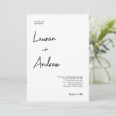 白黒ミニマリストモダンエレガントな結婚式 招待状 (スタンド正面)