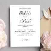 白黒ミニマリストモダンエレガントな結婚式 招待状