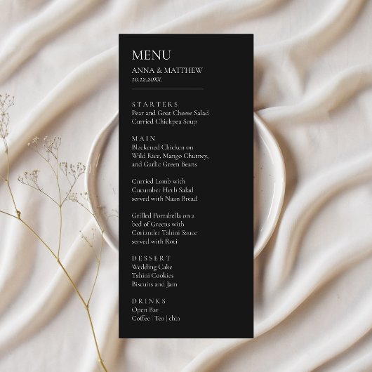 白黒ミニマリストモダンシンプルの結婚 メニュー