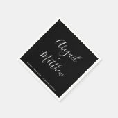 白黒ミニマリストモダンスクリプ結婚ト スタンダードカクテルナプキン (角)