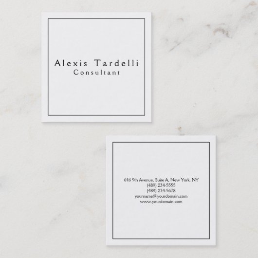 白黒ミニマリストモダンプロフェッショナル スクエア名刺 (正面/裏面)