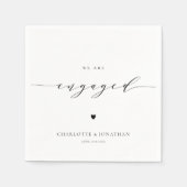 白黒ミニマリストモダン婚約パーティ スタンダードカクテルナプキン (正面)