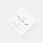 白黒ミニマリストモダン婚約パーティ スタンダードカクテルナプキン (角)