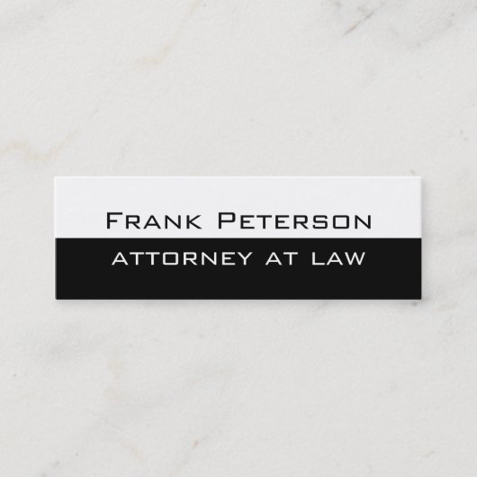 白黒ミニマリストモダン弁護士 スキニー名刺 (正面)