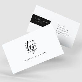 白黒ミニマリストモノグラムイニシャル 名刺