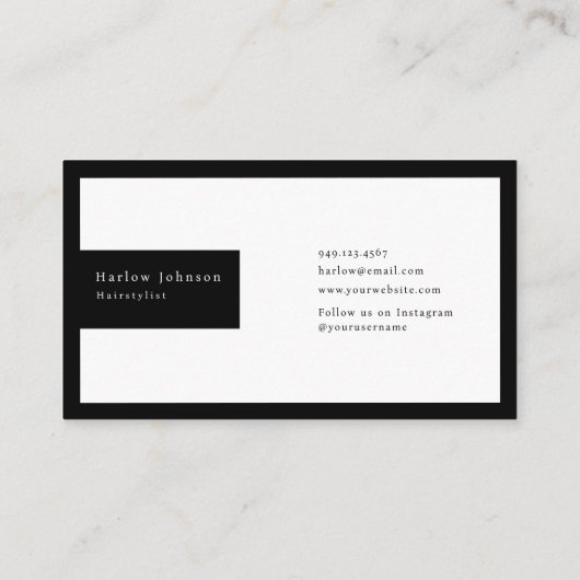 白黒ミニマリストモノグラムイニシャル 名刺 (裏面)