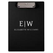白黒ミニマリストモノグラムモダン クリップボード (正面)