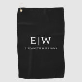 白黒ミニマリストモノグラムモダン ゴルフタオル (正面)