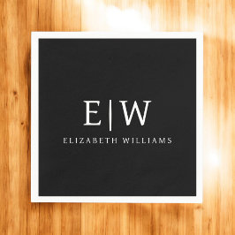 白黒ミニマリストモノグラムモダン スタンダードカクテルナプキン