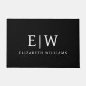 白黒ミニマリストモノグラムモダン ドアマット (正面)