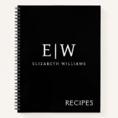 白黒ミニマリストモノグラムモダン ノートブック (正面)