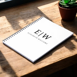 白黒ミニマリストモノグラムモダン ノートブック