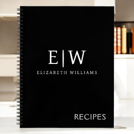 白黒ミニマリストモノグラムモダン ノートブック