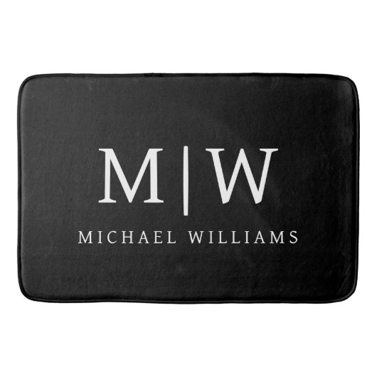 白黒ミニマリストモノグラムモダン バスマット (正面)
