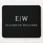 白黒ミニマリストモノグラムモダン マウスパッド (正面)