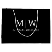 白黒ミニマリストモノグラムモダン ラージペーパーバッグ (裏面)