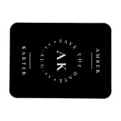 白黒ミニマリストモノグラム日付の保存 マグネット (横)