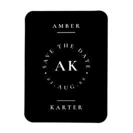 白黒ミニマリストモノグラム日付の保存 マグネット