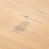 白黒ミニマリストモノグラム結婚ズ アクリル招待状 (レイダウン)