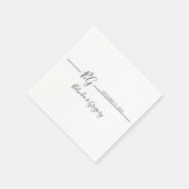 白黒ミニマリストモノグラム結婚ズ スタンダードカクテルナプキン (角)