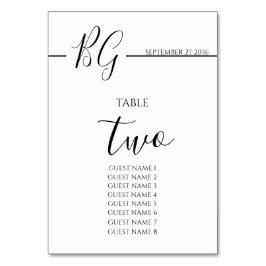 白黒ミニマリストモノグラム結婚ズ テーブルナンバー