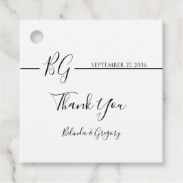 白黒ミニマリストモノグラム結婚ズ フェイバータグ