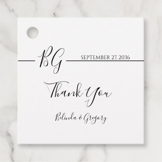 白黒ミニマリストモノグラム結婚ズ フェイバータグ (正面)