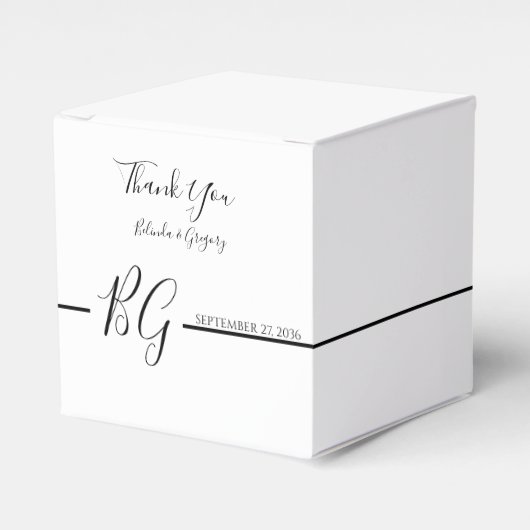 白黒ミニマリストモノグラム結婚ズ フェイバーボックス (正面サイド)