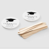 白黒ミニマリストモルタルボード卒業 ハンドファン (組立なし)