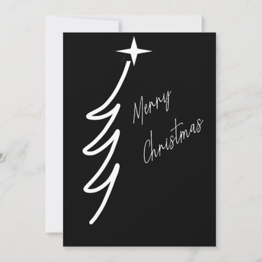 白黒ミニマリストユニークメリークリスマス シーズンカード (正面)