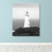 白黒ミニマリストライトハウス キャンバスプリント (インサイチュ (ウッドフロア))
