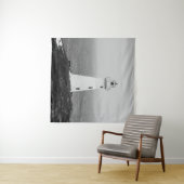 白黒ミニマリストライトハウス タペストリー (インサイチュ(横))