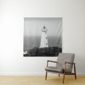 白黒ミニマリストライトハウス タペストリー (インサイチュ)