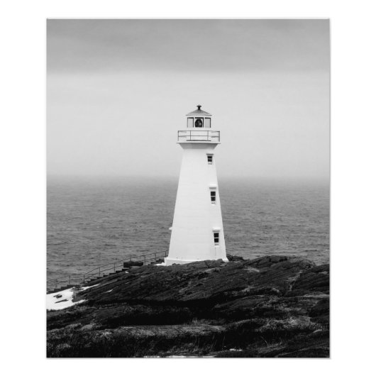 白黒ミニマリストライトハウス フォトプリント            (正面)