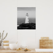 白黒ミニマリストライトハウス ポスター (キッチン)