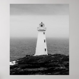白黒ミニマリストライトハウス ポスター