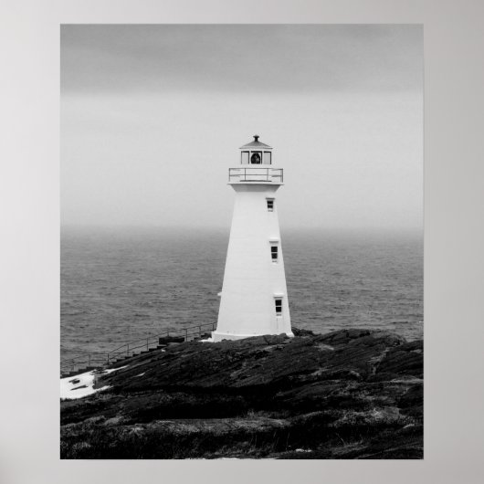 白黒ミニマリストライトハウス ポスター (正面)